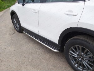 Пороги с площадкой алюминиевый лист 42 мм для Mazda CX-5 № MAZCX517-19