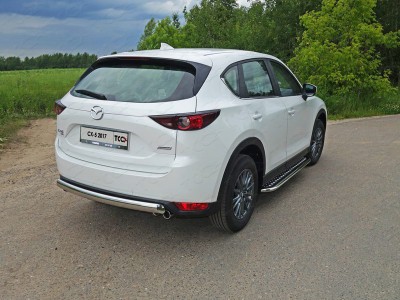 Защита задняя овальная длинная 75х42 мм ТСС для Mazda CX-5 2018-2021