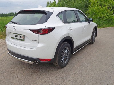 Пороги овальные с проступью 75х42 мм ТСС для Mazda CX-5 2018-2021