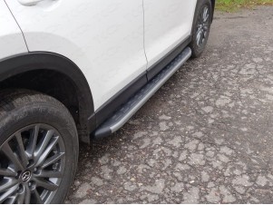 Пороги алюминиевые ТСС с накладкой серые для Mazda CX-5 № MAZCX517-29GR
