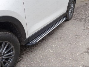 Пороги алюминиевые Slim Line Silver для Mazda CX-5 № MAZCX517-30S