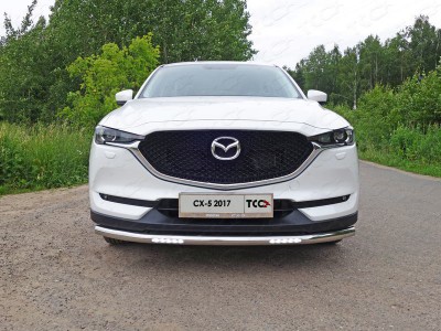 Защита переднего бампера с ДХО 60 мм ТСС для Mazda CX-5 2018-2021