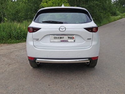 Защита задняя овальная длинная 75х42 мм ТСС для Mazda CX-5 2018-2021
