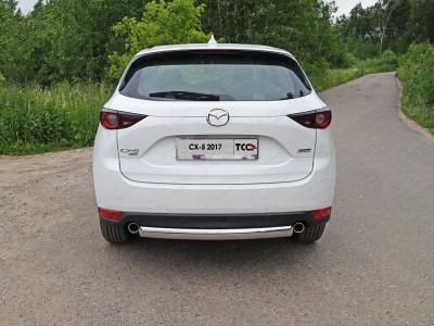 Защита задняя овальная короткая 75х42 мм ТСС для Mazda CX-5 2018-2021