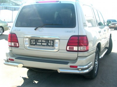 Защита заднего бампера  "уголки" d-76+53 для Lexus LX-470 2002-2008