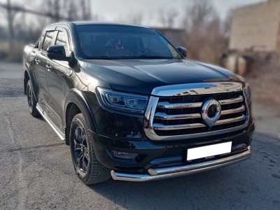 Защита переднего бампера радиусная двойная d-76+60 с подгибами для Great Wall Poer 2019-н.в.