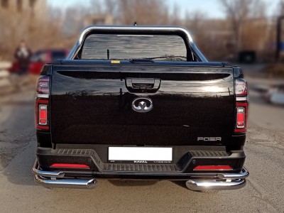 Защита заднего бампера "уголки" d-76+42 для Great Wall Poer 2019-н.в.