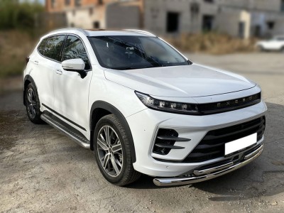 Защита переднего бампера радиусная двойная d-60+43 для Exeed LX 1.5L Turbo 2WD 2022 – н.в.