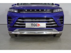 Защита передняя нижняя (овальная с ДХО) 75х42 мм для Exeed LX 1.5L Turbo 2WD 2022 – н.в.  EXEEDLX22-08