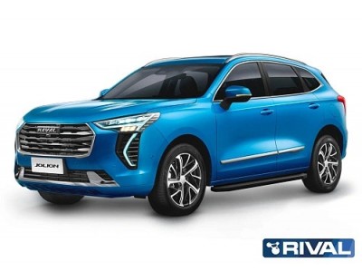 Порог-площадка "Premium-Black" A180ALB Rival + комплект крепежа  для Haval Jolion 2021-н.в.