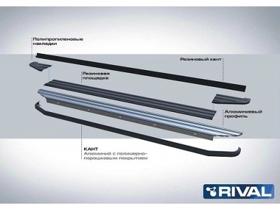 Порог-площадка "Premium-Black" A180ALB Rival + комплект крепежа  для Haval Jolion 2021-н.в.