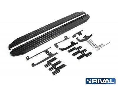 Порог-площадка "Premium-Black" A180ALB Rival + комплект крепежа  для Haval Jolion 2021-н.в.