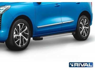 Порог-площадка "Silver" F180AL Rival + комплект крепежа для Haval Jolion 2021-н.в.