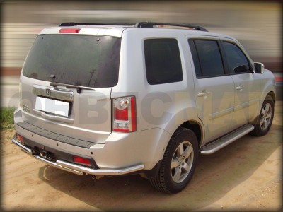 Пороги с площадкой алюминиевый лист 53 мм Технотек для Honda Pilot 2008-2011