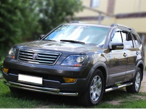 Пороги труба с накладками 76 мм для Kia Mohave № KMV_2