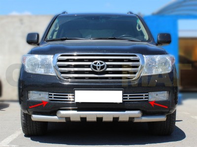 Накладка решетки бампера 16 мм Технотек для Toyota Land Cruiser 200 2007-2011