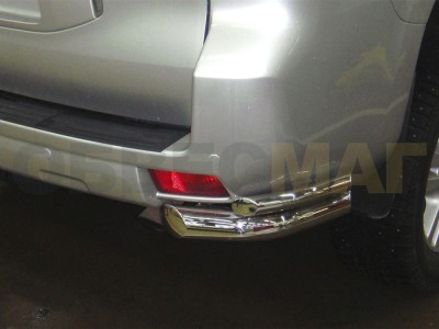 Защита задняя уголки двойные 76-43 мм короткие для Toyota Land Cruiser Prado 150 2009-2013