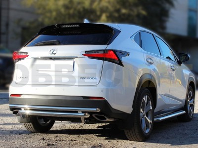 Защита заднего бампера двойная 60-43 мм для Lexus NX200t 2014-2017