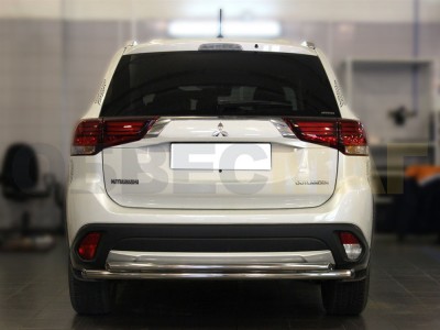Защита заднего бампера двойная 53-43 мм для Mitsubishi Outlander 2015-2018