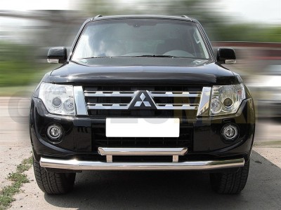 Защита передняя двойная 76-60 мм для Mitsubishi Pajero 4 2006-2011