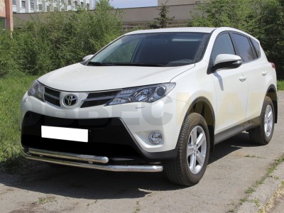 Защита передняя двойная 53-53 мм с четырьмя загибами для Toyota RAV-4 2013-2015
