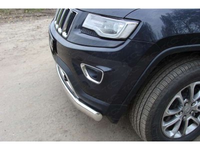 Защита передняя овальная длинная 75-42 мм ТСС для Jeep Grand Cherokee 2013-2021