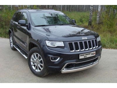 Защита передняя овальная короткая 75-42 мм ТСС для Jeep Grand Cherokee 2013-2021