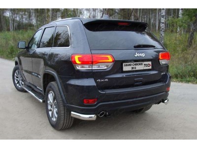 Защита заднего бампера овальные уголки 75х42 мм ТСС для Jeep Grand Cherokee 2013-2021