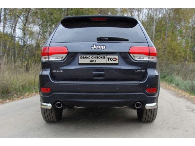 Защита заднего бампера овальные уголки 75х42 мм ТСС для Jeep Grand Cherokee 2013-2021