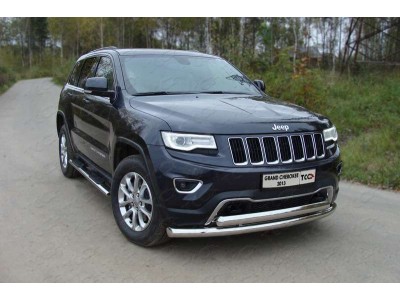 Защита передняя двойная 76-75 мм ТСС для Jeep Grand Cherokee 2013-2021