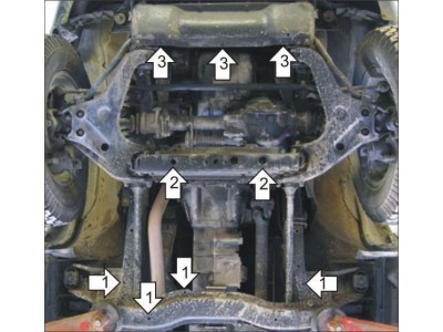 Защита картера и КПП Мотодор сталь 3 мм для Mitsubishi L200 2004-2005