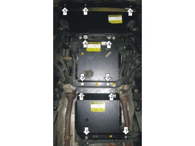 Защита картера, КПП и дифференциала Мотодор сталь 3 мм для Jeep Grand Cherokee 2010-2013