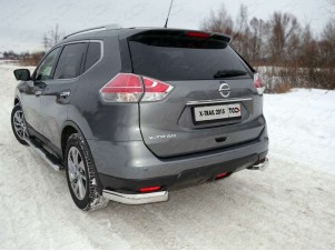 Защита задняя овальные уголки 75х42 мм для Nissan X-Trail № NISXTR15-19