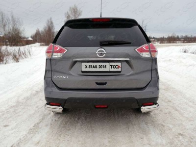 Защита задняя овальные уголки 75х42 мм ТСС для Nissan X-Trail 2015-2018