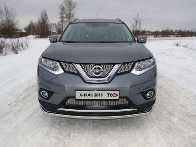 Защита переднего бампера 42 мм ТСС для Nissan X-Trail 2015-2018