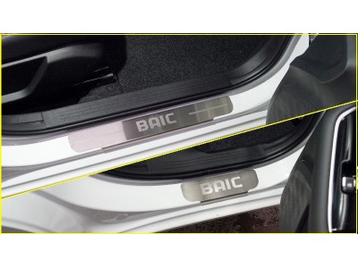 Накладки на пороги (лист шлифованный надпись BAIC) 4шт ТСС для Baic U5 Plus 1.5 2021 – н.в.
