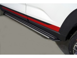 Пороги алюминиевые Slim Line Silver 1720 мм для Changan CS35 plus 2WD 1.5T I Рестайлинг 2021 – н.в. CHANCS35PL23-12S