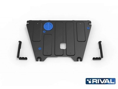 Защита картера + КПП+ комплект крепежа, Rival, Сталь для Changan CS 35 Plus, V-1,4, Робот, 2023-н.в.