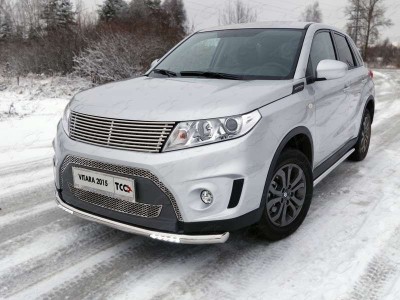 Защита переднего бампера с ДХО 60 мм ТСС для Suzuki Vitara 2015-2021