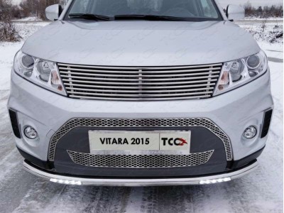 Защита переднего бампера с ДХО 60 мм ТСС для Suzuki Vitara 2015-2021