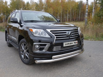 Защита передняя двойная 76-75 мм ТСС для Lexus LX-570 Sport 2014-2021