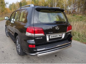 Защита заднего бампера овальная 75-42 мм для Lexus LX-570 Sport № LEXLX570SP14-09