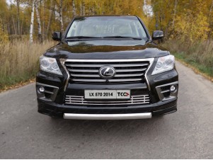 Защита передняя овальная короткая 75-42 мм для Lexus LX-570 Sport № LEXLX570SP14-02