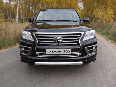 Защита передняя овальная короткая 75-42 мм ТСС для Lexus LX-570 Sport 2014-2021