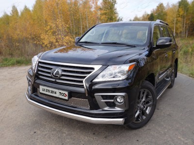 Защита передняя овальная длинная 75-42 мм ТСС для Lexus LX-570 Sport 2014-2021