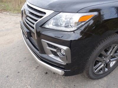 Защита передняя овальная длинная 75-42 мм ТСС для Lexus LX-570 Sport 2014-2021