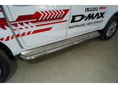 Пороги с площадкой 75х42 мм ТСС для Isuzu D-Max 2019 – н.в.