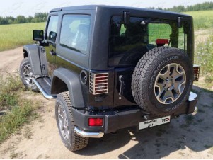 Накладки на задние фонари шлифованные для Jeep Wrangler 3D № JEEPWRAN3D(3.6)14-16