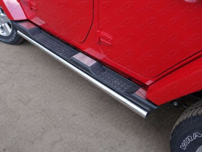 Накладки на пластиковые пороги шлифованные (комплект 4 шт.) ТСС для Jeep Wrangler 3D 2010-2018