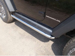Пороги с площадкой нержавеющий лист 60 мм  для Jeep Wrangler 3D № JEEPWRAN3D(3.6)14-10